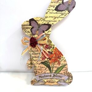 Decorative Easter Bunny with Spring Floral Design 9” NEW